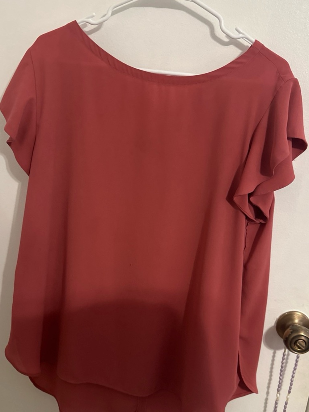 LOFT Coral Ruffle Sleeve Blouse